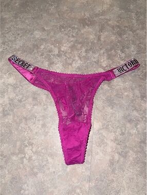 Soft Hot Pink Lace Victoria's Secret Shine Strap Thong Panty